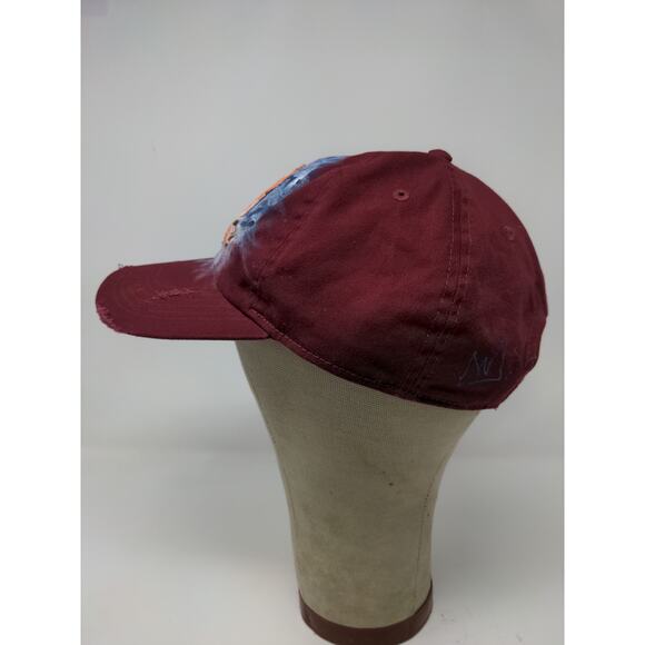 Newhattan Slideback OSFA Hat Red Hand Painted Flower Distressed Cap - Picture 4 of 10